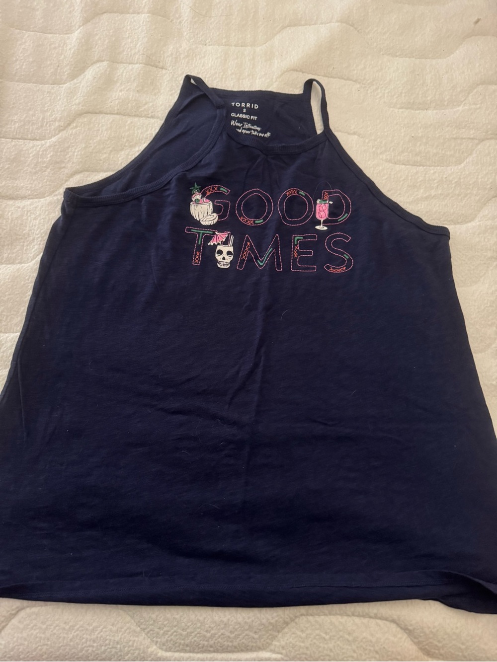 Torrid size 2 Navy 'Good Times' Graphic Tank